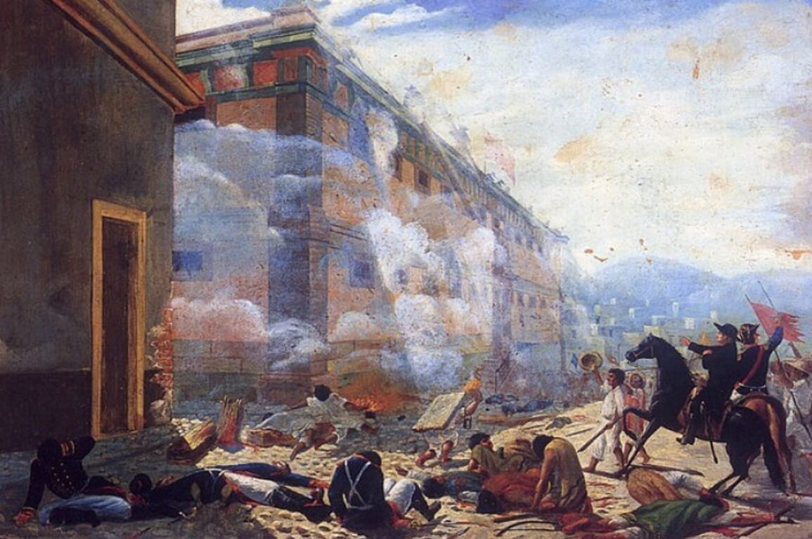 Pintura que retrata la batalla del 28 de Septiembre, en la Alhóndiga de granaditas